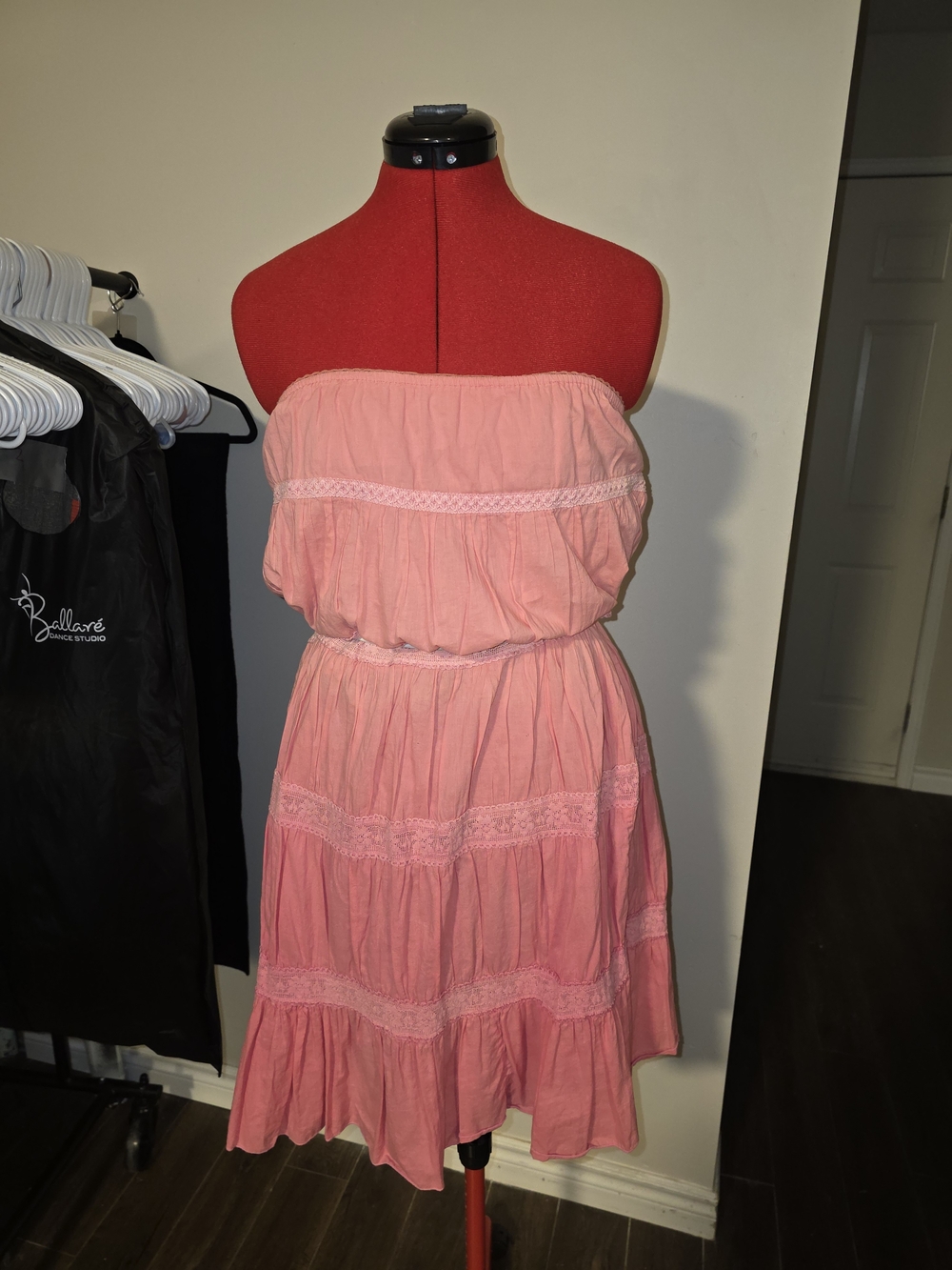 Women's Pink Tiered Lace Trim Maxi Skirt - Picture 4 of 6